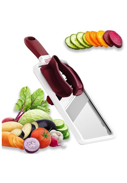 Mandoline Slicer for Kitchen – Adjustable Stainless Steel Blades, with Comfort Grip – Vegetable S...