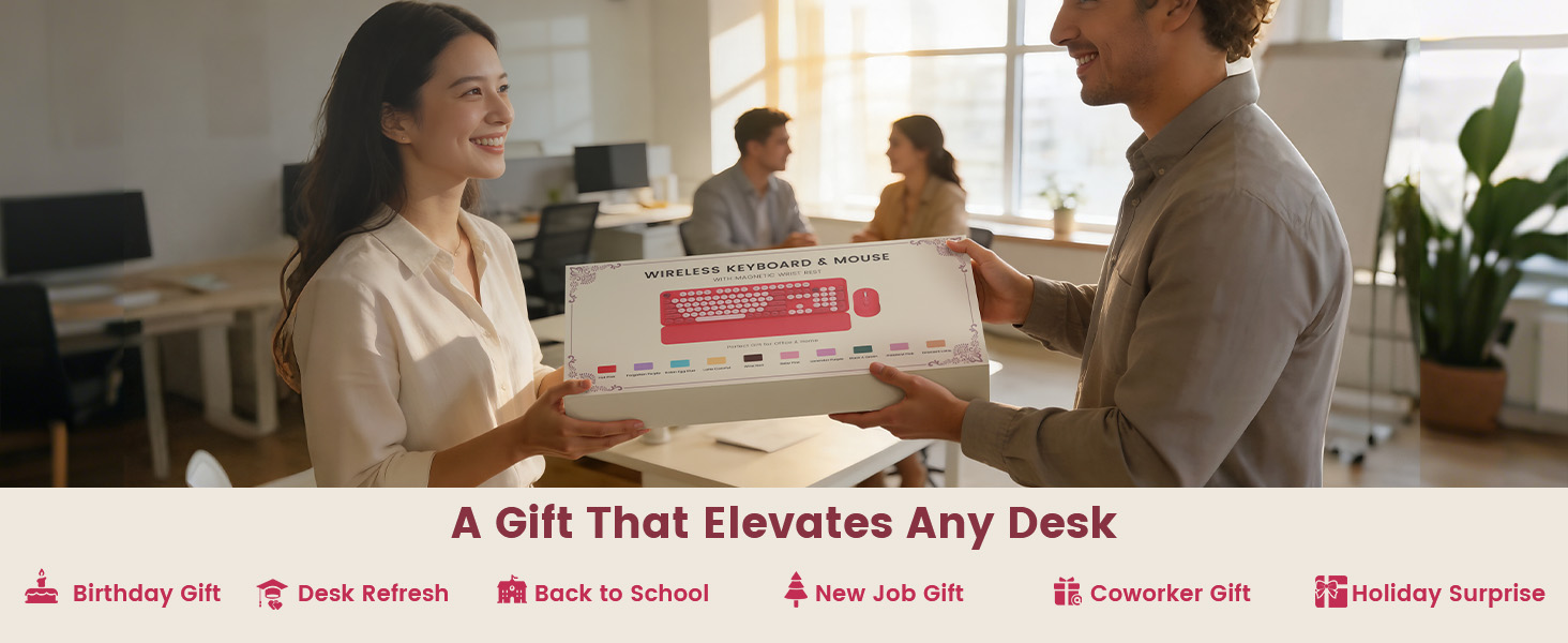 Sablute wireless keyboard and mouse combo presented as a thoughtful desk gift.