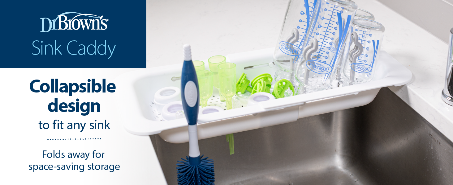 Dr. Brown's Sink Caddy Collapsible design to fit any sink folds away for space saving storage