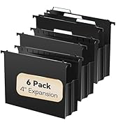 Nordun Plastic Extra Capacity Hanging File Folders,6 Pack Heavy Duty 4" Expandable Hanging Folder...