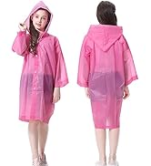 Rain Ponchos for Kids, Reusable Raincoats for Boys Girls, 2 Packs Emergency Rain Jacket with Hood...