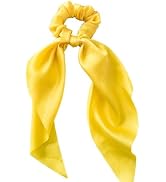 Yellow Bow Scrunchies for Women Silk Scarf Scrunchies Ponytail Holders Hairs Ribbons Ponytail Sca...