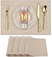 SLKQG Placemats Set of 4 - Easy Clean Washable Vinyl Placemats - Wipeable Heat Resistant Table Ma...
