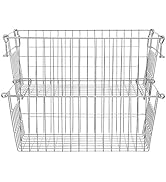 SANNO Wire Metal Basket Bin, Stackable Storage Baskets, Cubby Bins for Food, Kitchen, Home, Pantr...