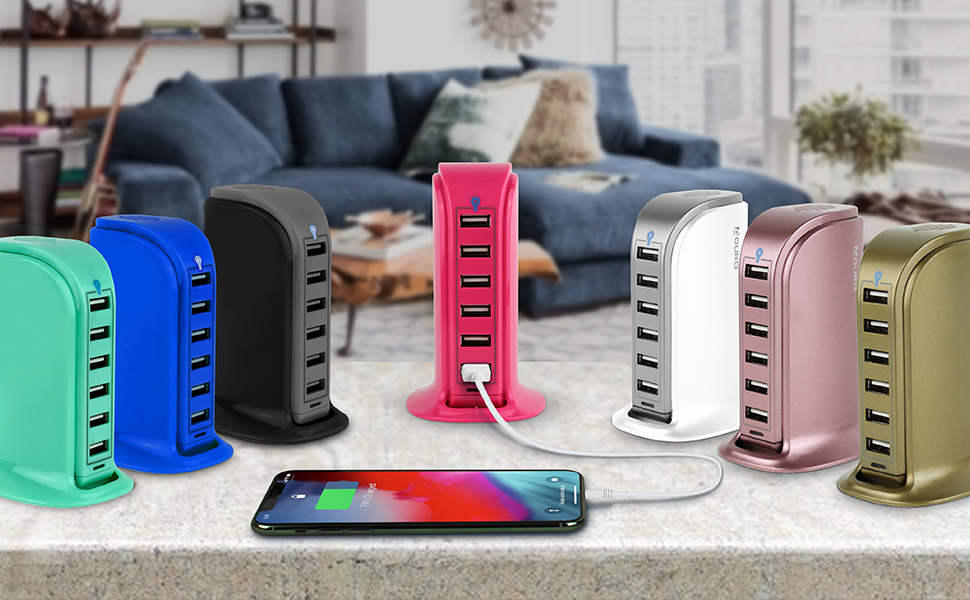 Aduro 40W 6-Port USB Desktop Charging