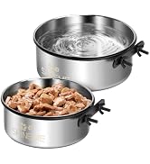 Dog Kennel Bowls for Crates, ShineMe 54oz & 34oz Dog Food Bowl and Crate Water Bowl No Spill, Sta...