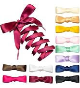 HEHUAtech 12 Pairs Flat Satin Ribbon Shoelaces Double-sided Colorful Silk Shoestrings Wide Shoe L...