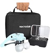 YOCTOSUN Magnifying Glasses with 4 LED Lights, Head Mount Magnifier with Storage Case,5 Lenses, H...