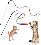Andiker Cat Wand Teaser Toys,2Pcs Plastic Rainbow Cat Interactive Toys for Indoor Cats Colorful R...