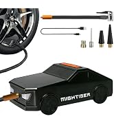 MIGHTIGER Portable Tire Inflator Car-Shaped Air Pump with Bluetooth, High-capacity Battery, Power...