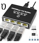 Internet Splitter 1 in 4 Out, Gigabit Ethernet LAN Splitters High Speed 1000Mbps RJ45 Ethernet Sw...
