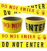 2Pcs Halloween Decorations Caution Tape - 2 inch x 164 feet Do Not Enter Caution Tape Roll Yellow...