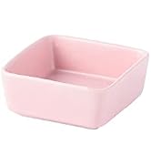 NatSumeBasics Pink Ceramic Paper Clip Holder Push Pin Holder Square Paper Clips Dispenser Elegant...