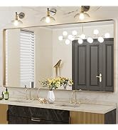 LOAAO 72”X36” Gold Bathroom Mirror, Rounded Rectangle Gold Frame Mirror, Brushed Gold Bathroom Va...