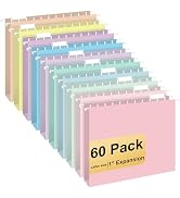 Hanging File Folders, 60 Pack Letter Size Hanging File folders with 1/5-cut Tabs, Stay Organized ...