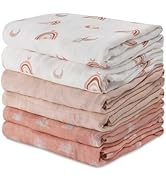 Gllquen Baby Muslin Swaddle Blankets 6 Pack, Soft Cotton Baby Swaddle, Breathable Receiving Blank...