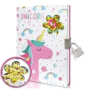 GINMLYDA Girls Diary with Lock for Kids, Unicorn Diaries 7.1x5.3 160 Pages Cute Girl Journal Secr...