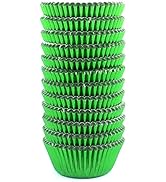 Eoonfirst Mini Foil Cupcake Liners Christmas Days Muffin Paper Baking Cups 300 Pcs (Green)