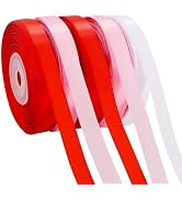 TONIFUL 5 Rolls Valentine Satin Ribbon Set - 3/8" x 25 Yards for Gift Wrapping, Crafts, Bouquet, ...