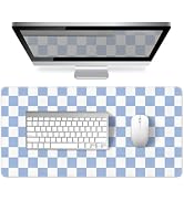 Blue Checkered Desk Mat Large Mouse Pad Cute Desk Pad Keyboard Computer Mat | Kawaii Aesthetic La...