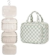 Narwey Hanging Toiletry Bag for Women Travel Checkered Makeup Bag Organizer Toiletries Bag for Tr...