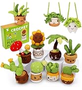 FOUSNOW Crochet Kits, Plant Crochet Kits,11 PCS Potted Plants Crochet Starter Kit, Crochet Kit fo...