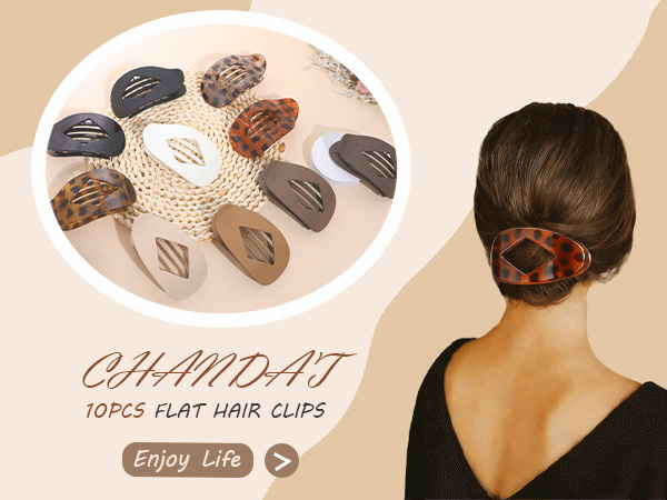 CHANDAT 10PCS flat hair claw clips