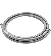 10FT 6AN Fuel Line Hose AN6 3/8" Silver Stainless Steel Braided Universal CPE Tube Oil Fuel Gas Hose