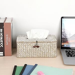 Woven Rectangle Tissue Box for Desk