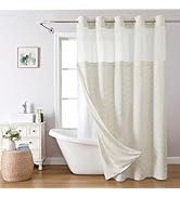 eachope No Hook Tufted Chevron Striped Shower Curtain with Snap-in Fabric Liner set-71Wx74H(72H),...