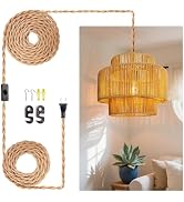 LUCORUSC Hanging Light .Ceiling Lamp Pendant Lights Rattan Hanging Lamp with Plug in Cord for Liv...