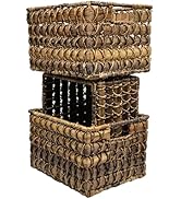 Wrightmart Basket Set of 3, Handwoven Natural Abaca and Wicker Storage Basket for Organizing, Dur...