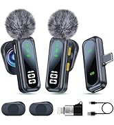 Uewpv Wireless Lavalier Microphone with Magnetic Clip & LED Display, Mini Lapel Mic,Wireless Micr...