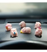 Rislobx Cute Pig Car Dashboard Decor, 6PCS Cute Pink Pig Car Dash Decorations Car Door Rear View ...