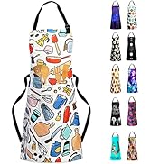 Sosolong Adjustable Waterproof Apron Bib Apron with 2 Pockets Cooking Kitchen Aprons for Women Me...