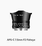 TTArtisan APS-C 7.5mm F2.0 Fisheye Half Frame Mirrorless Lens with 180° Angle of View for FX Moun...