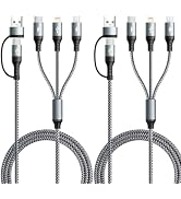 UZAHSK 5 in 1 Multi Charging Cable,2Pack 4Ft USB A/C Multi Charger Cable to Lightning/Type C/Micr...