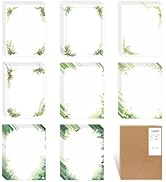 Tlenpo Leaf Theme Stationery Paper, Greenery Letterhead Paper, 80 Double-Sided Sheets, 8 Designs ...