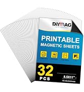 DIYMAG 32Pcs Printable Magnetic Sheets, Easy to Print Cut Glossy Flexible Magnet Sheets Non Adhes...