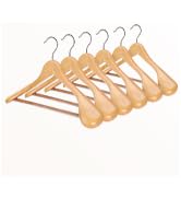 HOUSE DAY 19'' Extra Wide Shoulder Wooden Hangers 6 Pack, Premium Large Wood Suit Hangers With No...