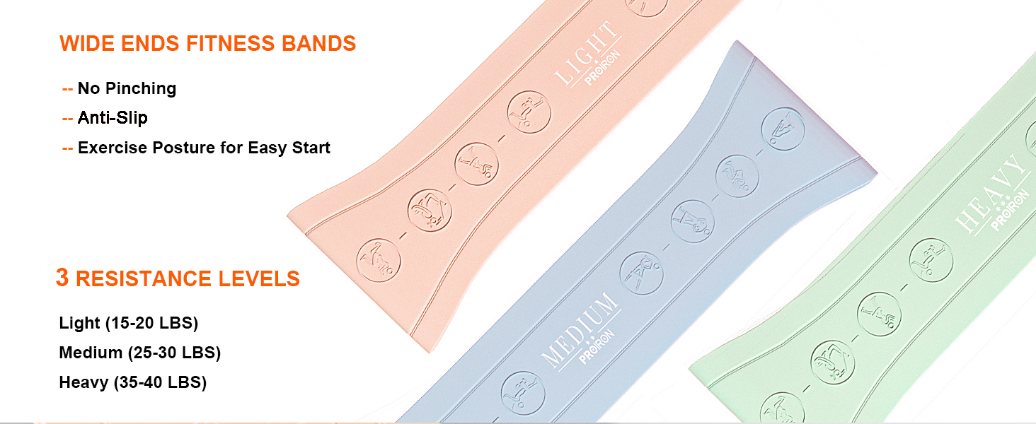 wide resistance bands with postures leg bands of 3 resistance levels for all fitness levels