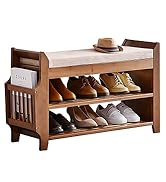 PETKABOO 2 Tier Shoe Bench, Bamboo Shoe Rack Bench, Shoe Storage Bench Organizer for Entryway Hal...