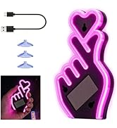 Car Light Finger Heart LED Ambient Solar Lights - Hand Heart Gesture Neon Signs Premium Hearts Le...