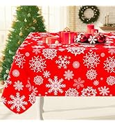 Smiry Christmas Rectangle Table Cloth, Waterproof Vinyl Tablecloth with Flannel Backing, Wipeable...