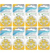 Powermax Size 10 Hearing Aid Batteries, Made In USA, Yellow Tab, 64 Count