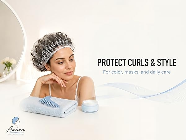 WATERPROOF BATH CAP PROTECT VERIOUS OF HAIR STYLES CURLS MASKS AND DAILY CARE