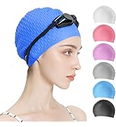 Tripsky Silicone Swim Cap,Comfortable Bathing Cap Ideal for Curly Short Medium Long Hair, Swimmin...