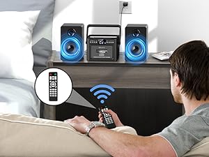 boom box with cassette and cd player