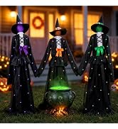 Halloween 65inch Light Up Witch Decoration Set of 3 Outdoor Graveyard Atmosphere Prop with Metal ...
