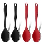 GEEKHOM Silicone Cooking Spoons, 4 Pieces 8” Heat Resistant Silicone Kitchen Utensils Set Serving...